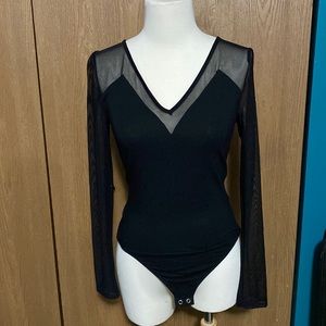 Express Black Mesh Bodysuit